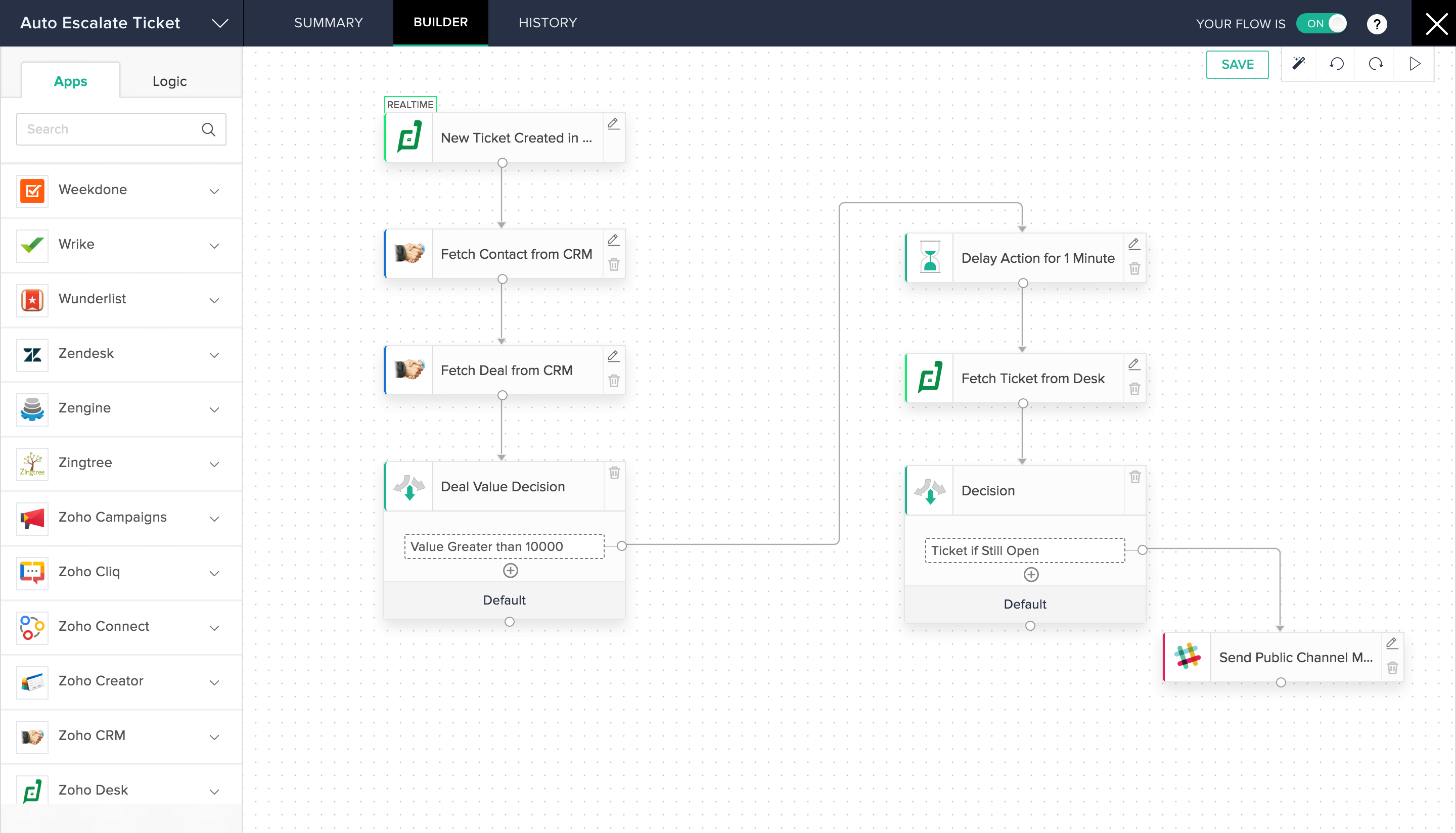 screenshot of Zoho Flow